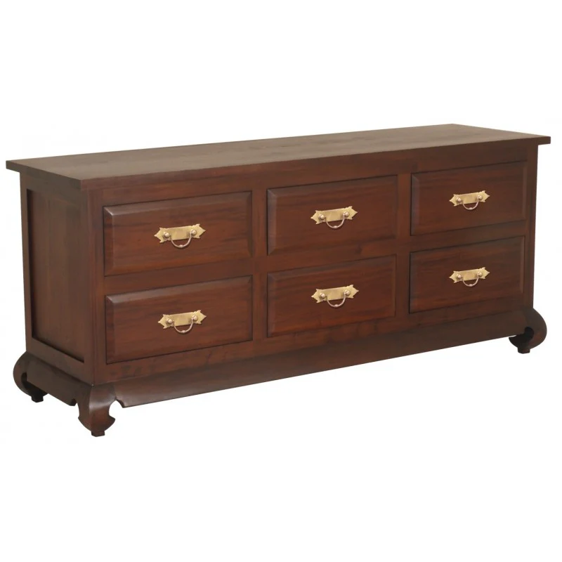 MP - China Shanghai Chest of Drawers 6 Drawer Chunky Handle Dresser Size 180 W 52 D 77 H cm TEK168  SB 006 OL RJ ( Chocolate Colour ) - Image 3