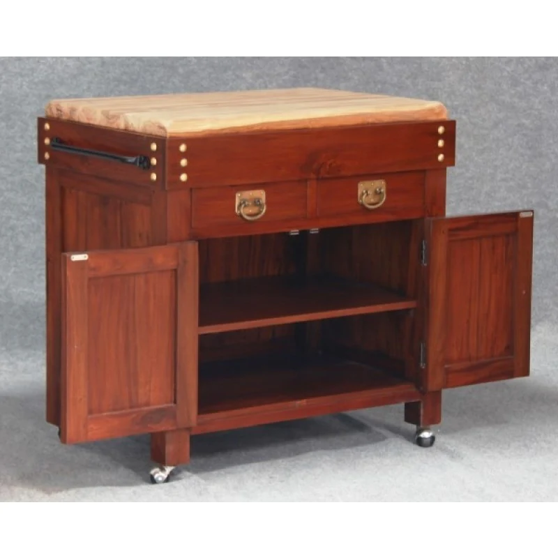 MP - PISMO BEACH Teak 2 Drawer Chopping Board Block Wine Rack Bar Cabinet TEK168 WR 002 CB ( Picture for Reference Only ) ( Chocolate Colour ) - Image 4