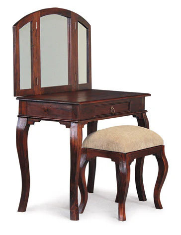 MP - Queen Ann Mary Dressing Table ONLY without Vanity Mirror 3 Folding Mirror 1 big drawer TEK168 ST 001 MR QA Desk ( Picture for Reference Only ) ( Mahogany Colour )