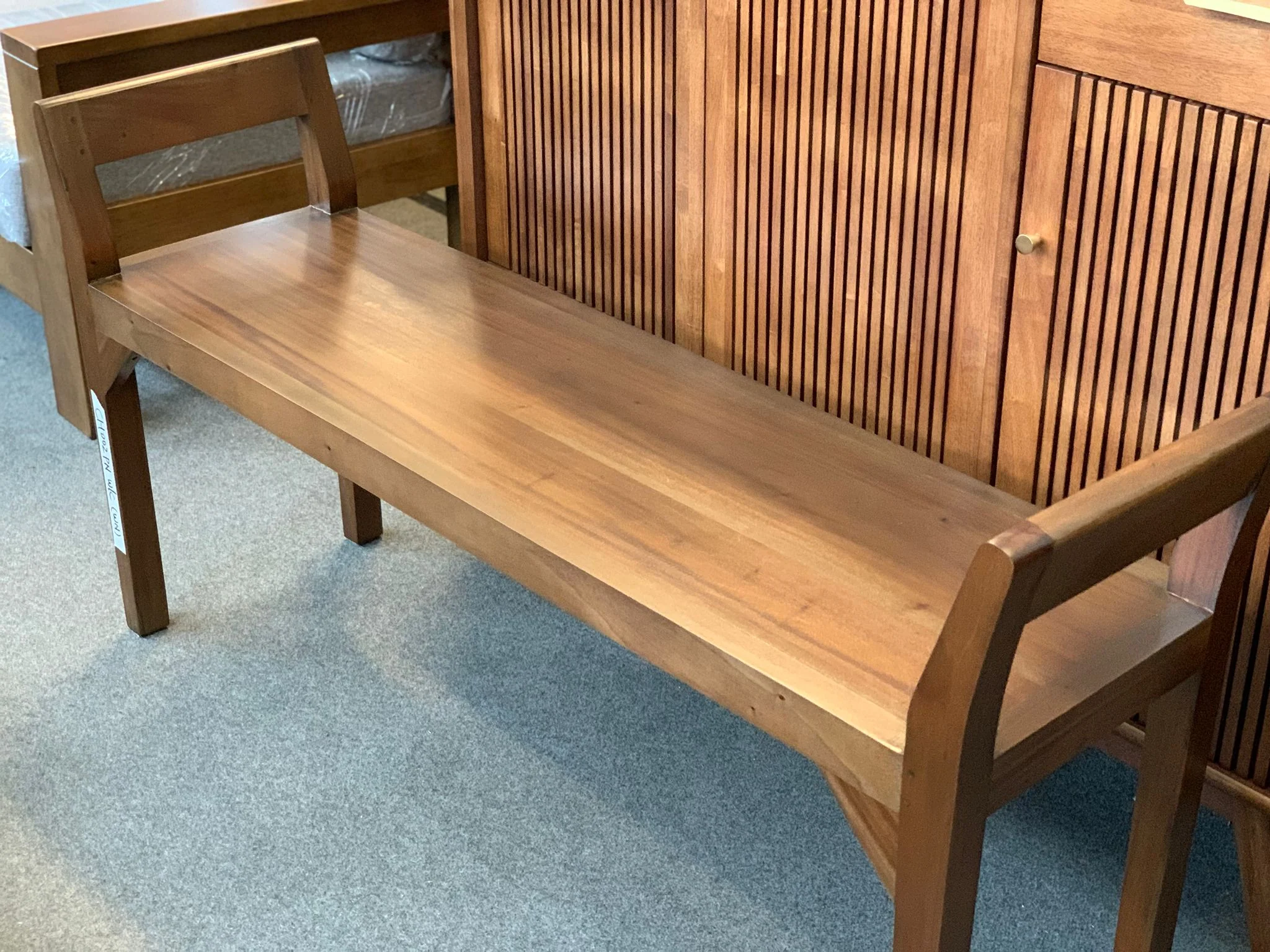 2 Seater Stool Timber Seat with Cushion, TEK168 CH 002 PN W/C (Walnut) - Image 3