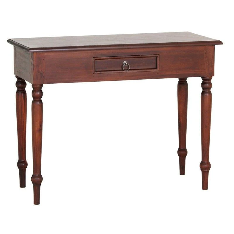 AMARA Tasmania Solid Teak Timber Single Drawer 100cm Sofa Table - Mahogany Color - Image 4