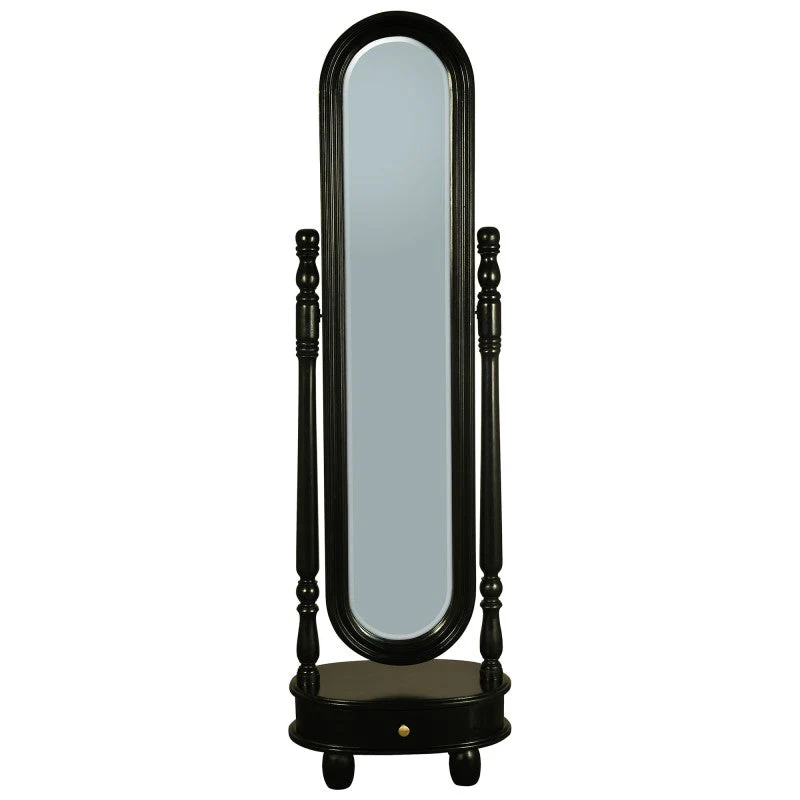 AMARA Tasmania Teak Timber Oval Cheval Floor Mirror, 180cm, Black - Image 2