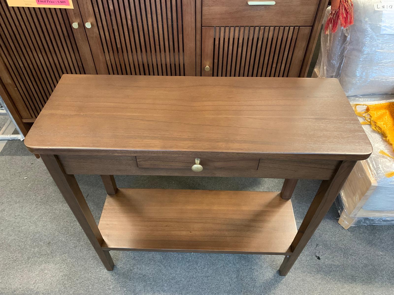 Neuvo Teak 1 Drawer Hall / Side Table W 80, D30, H 76 cm TEK168 HT 001 NV (Almond / Walnut color)