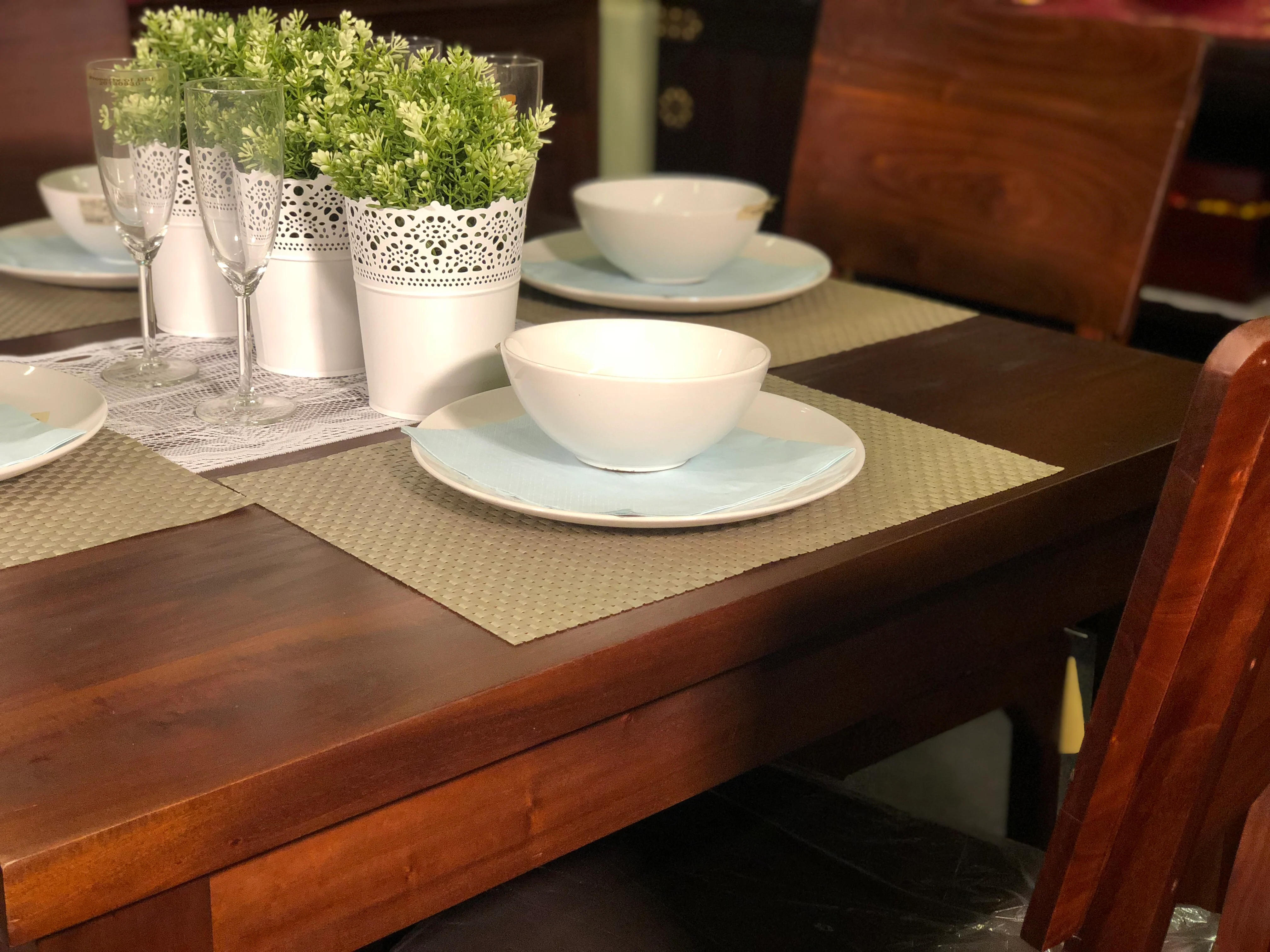 Amsterdam Dining Table ONLY 80 x 80 x 78 Full Solid TEK168 DT 80 80 TA ( Light Pecan Colour ) - Image 5