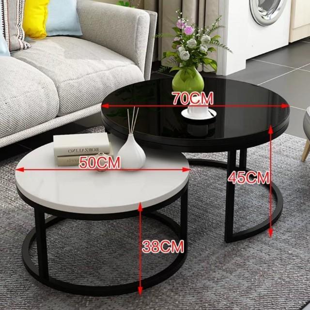ANNABELLE Monochrome Round Coffee Table - Image 4