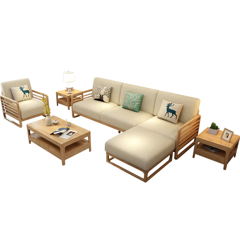 ARIA Luxury Scandinavian Sofa Solid Wood Nordic Style ( Walnut / Natural Color , 10 Combination Set ) - Image 18