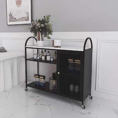 ARIEL Contemporary Marble-top Bar Trolley Wine Cabinet