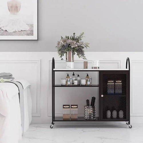 ARIEL Contemporary Marble-top Bar Trolley Wine Cabinet - Image 2