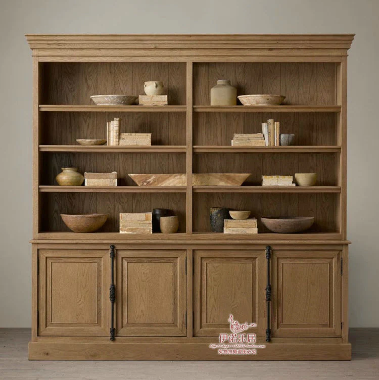 ASHLEY HYATT American Rustic Solid Wood Sideboard Bookshelf Cabinet French Retro Style - Image 4