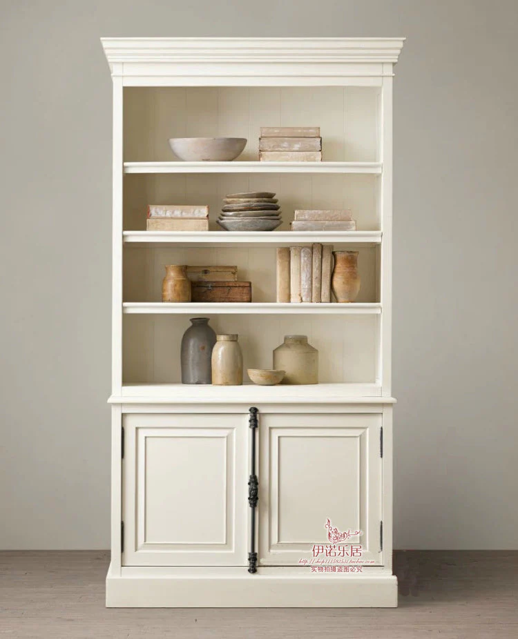 ASHLEY HYATT American Rustic Solid Wood Sideboard Bookshelf Cabinet French Retro Style - Image 6
