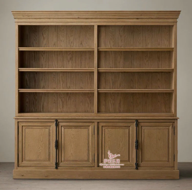 ASHLEY HYATT American Rustic Solid Wood Sideboard Bookshelf Cabinet French Retro Style - Image 7