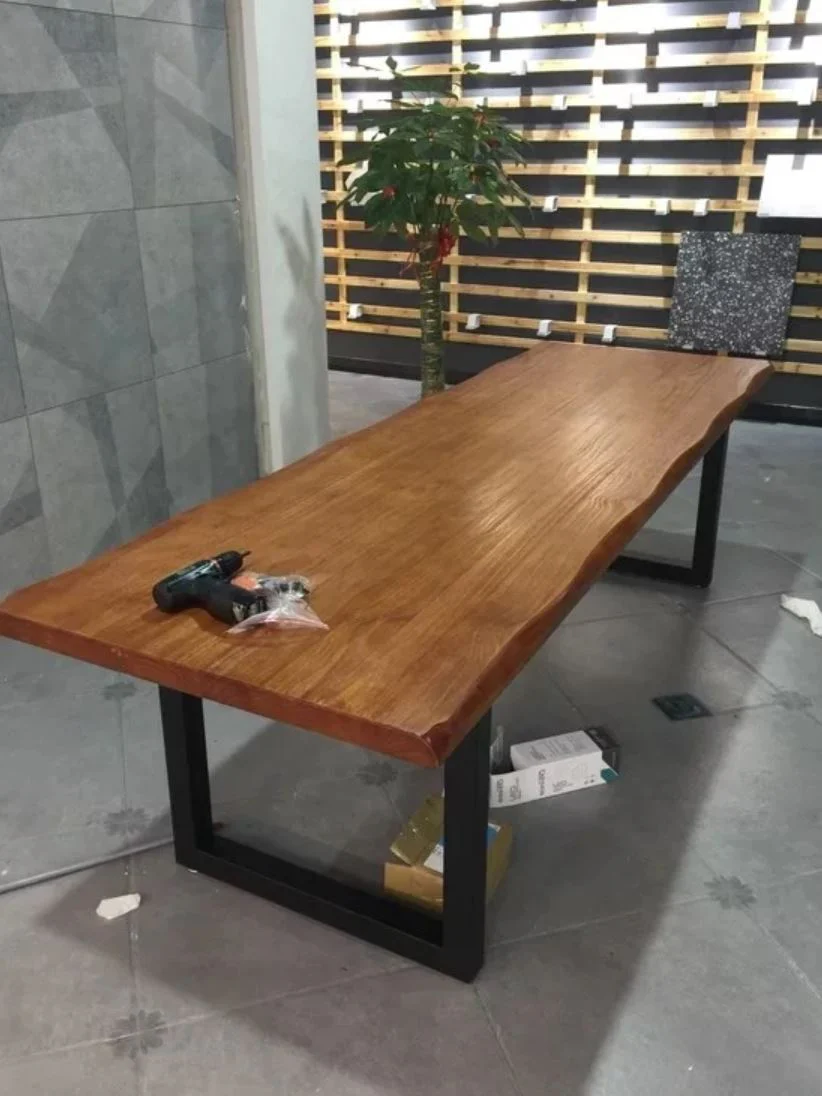 AUBREY Modern Industrial Solid Wood Dining Table ( 4 Color Selection ) - Image 4