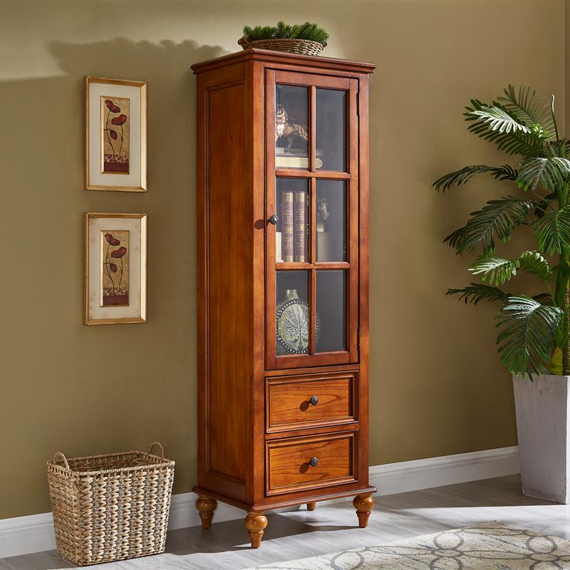 Calvin Glass Display 2 Drawers , TV Console, Coffee Table, America Classic Style Living room Solid Wood - Image 5