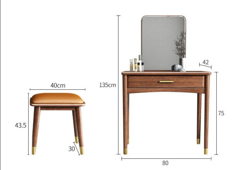 CARLY Embassy Sandalwood Solid Wood Dressing Table Vanity Mirror Storage Cabinet - Image 7