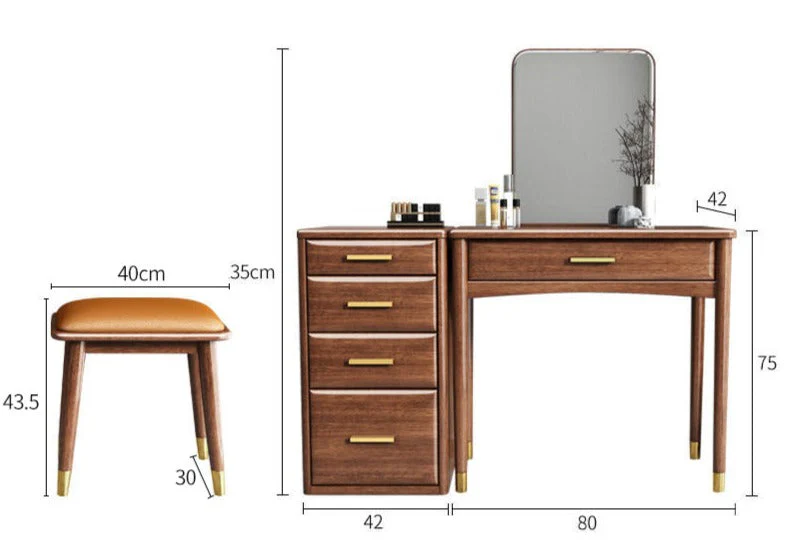 CARLY Embassy Sandalwood Solid Wood Dressing Table Vanity Mirror Storage Cabinet - Image 9