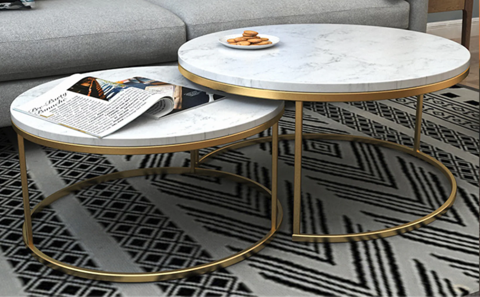 CAROLINE Marble Round Coffee Table - Image 3