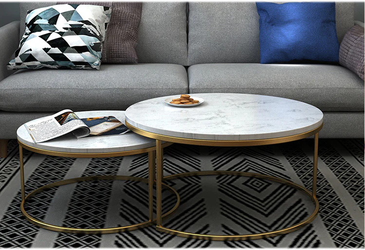 CAROLINE Marble Round Coffee Table - Image 4