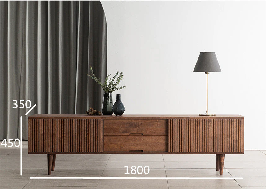 Catherine MARRIOTT TV Console Nordic Solid Wood Scandinavian Cabinet ( Colour Walnut, Natural ) - Image 13