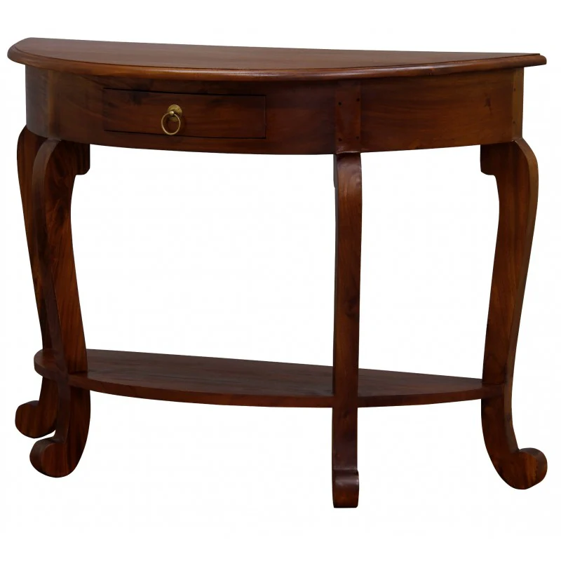 Queen AnnMary French Console Half Moon Design 1 Drawer with Bottom Shelf TEK168ST 001 HR CL ( Mahogany ) - Image 2