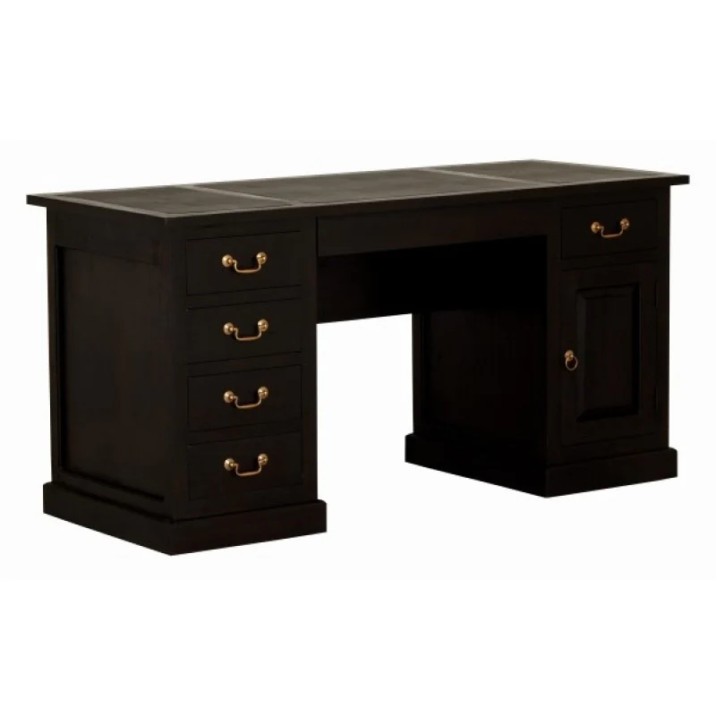 Executive Table Writing Desk Leatherette Top 6 Drawers 1 Door 160W 65D 80H TEK168 DK 106 OSC( Mahogany Colour ) - Image 3