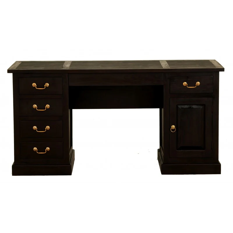 Executive Table Writing Desk Leatherette Top 6 Drawers 1 Door 160W 65D 80H TEK168 DK 106 OSC( Mahogany Colour ) - Image 4