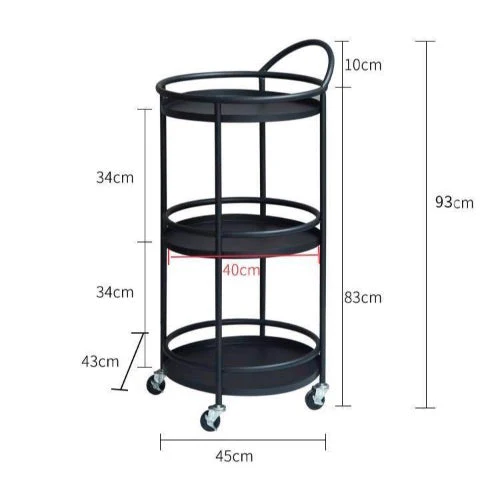 GRACELYNN Black Trolley Storage Liquor Tea Tray - Image 3