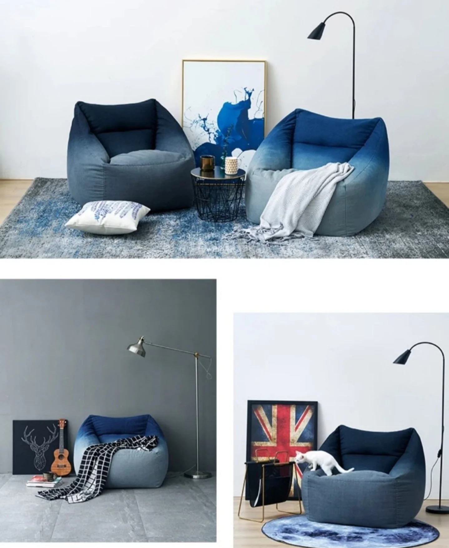 HARPER Ombre Denim Lazy Boy Armchair - Image 4