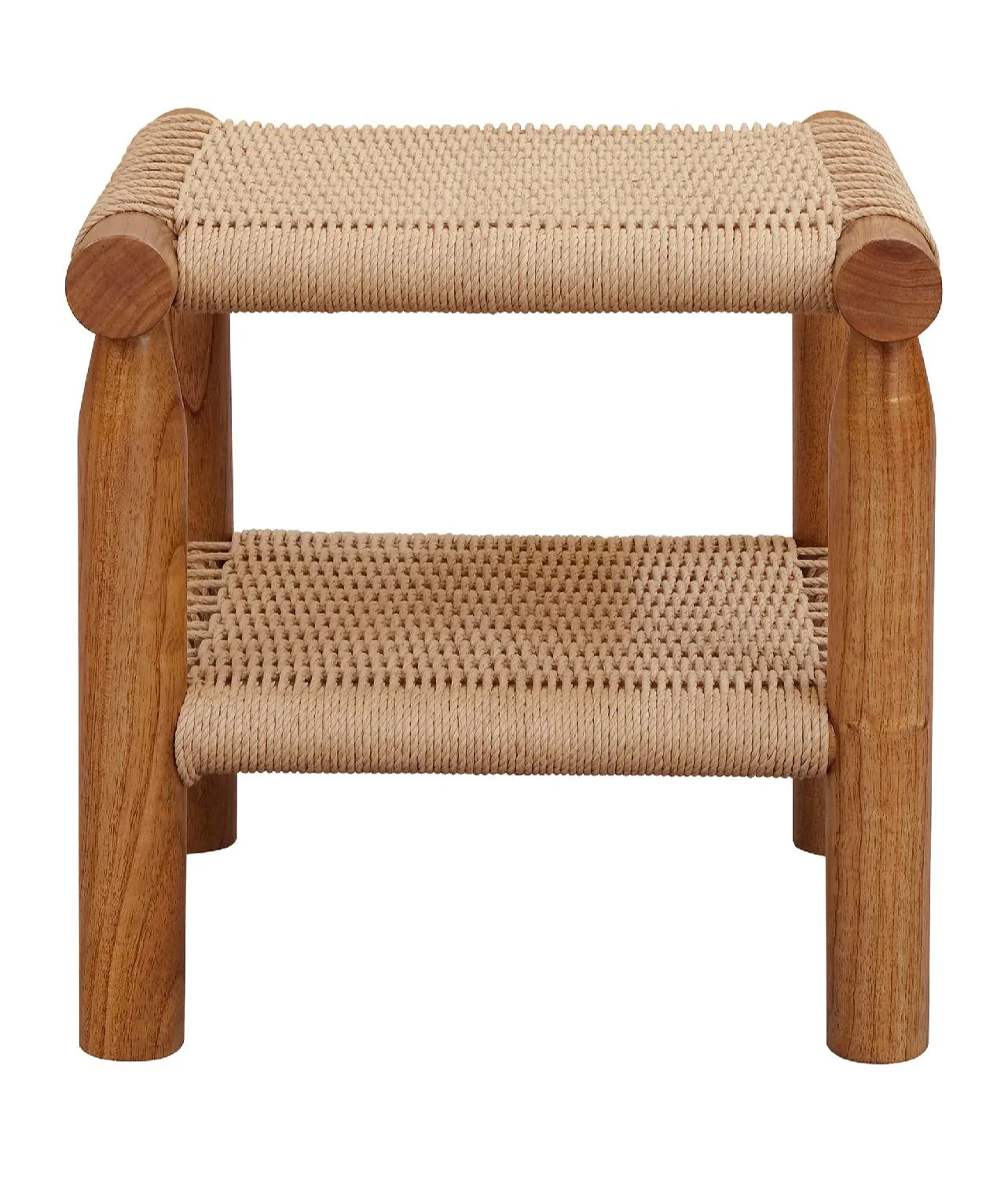 RADISSON Kellya Teak Wood Woven Cord Square Lamp Table, TEK168 LT 000 RTKL (Walnut / Almond)