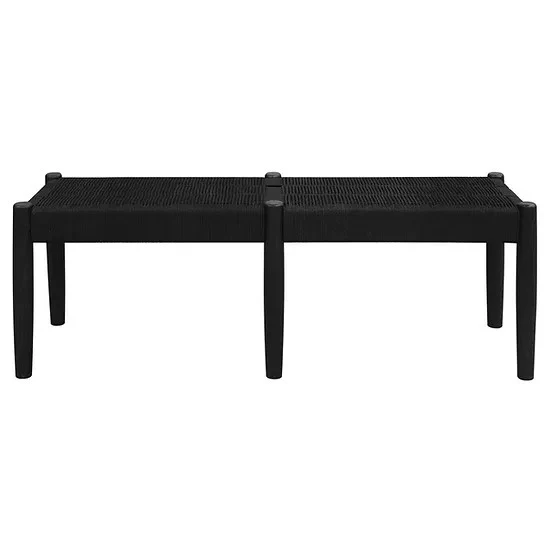 Kelly Teak 2 Seater Bench 125x35x45cm with Black Loom - TEK168 BE 125 RTKL (WN) Walnut color