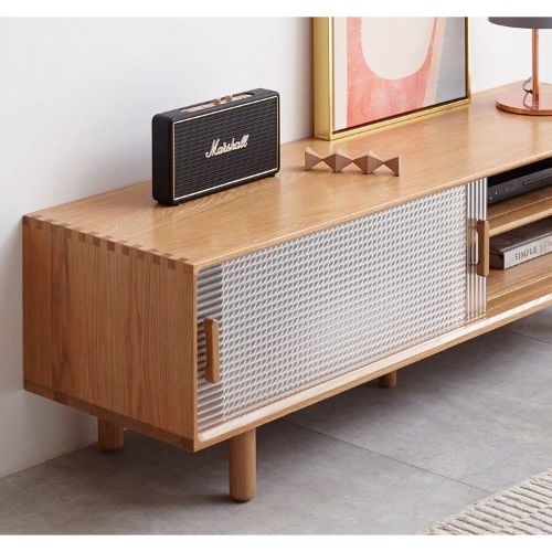 LEAH Solid Oak Wood TV Console Entertainment Unit ( Select from 2 Color ) - Image 4