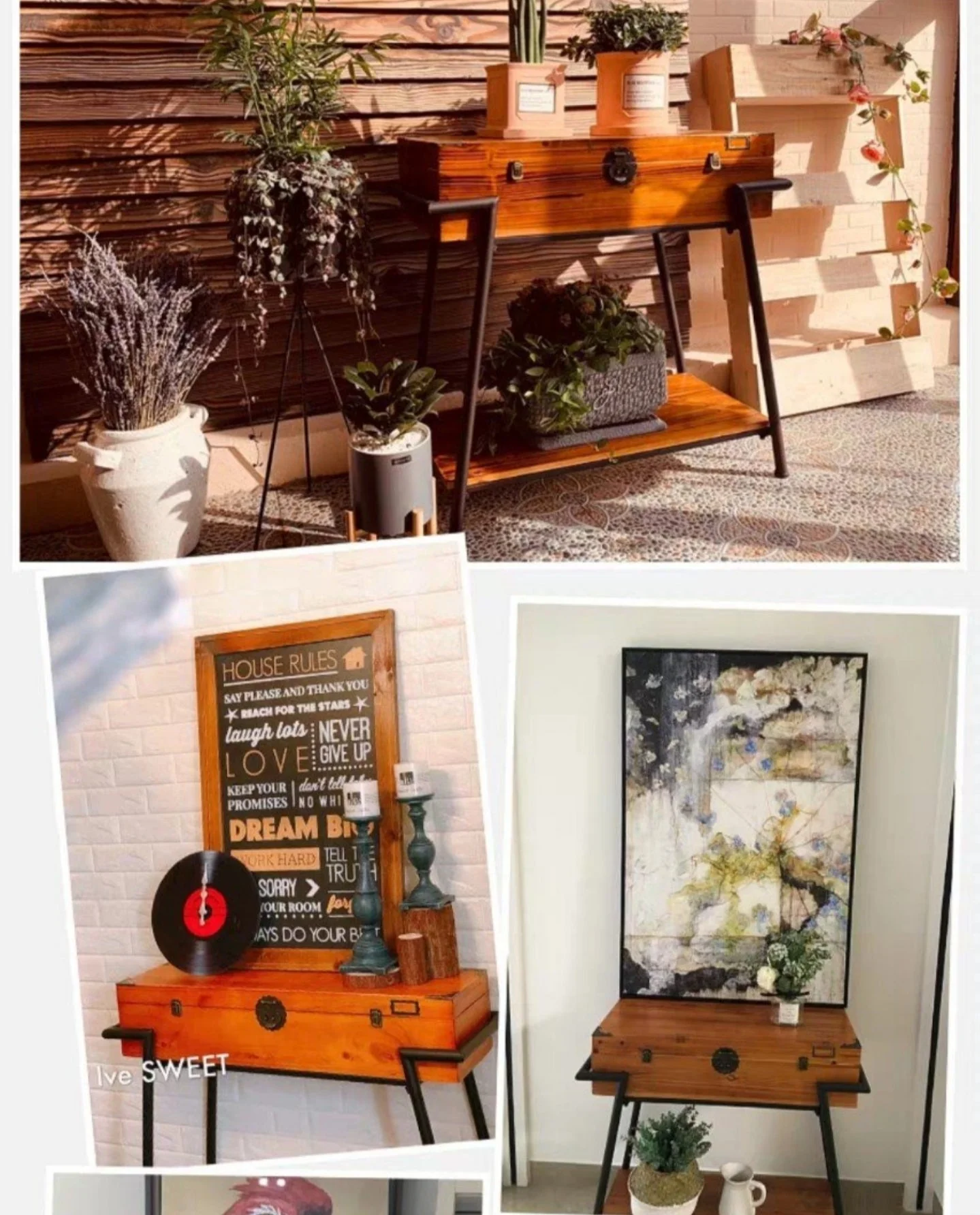 LILA Rustic Reclaimed Solid Wood Hallway Console Table - Image 9