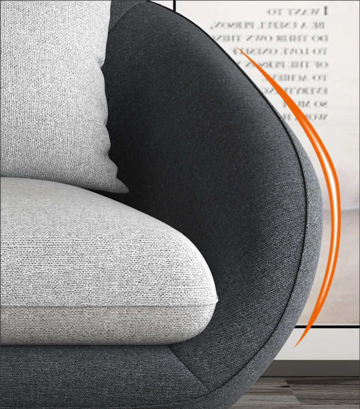 LLONA Modern and Contemporary Fabric Nordic Style Sofa - Image 7