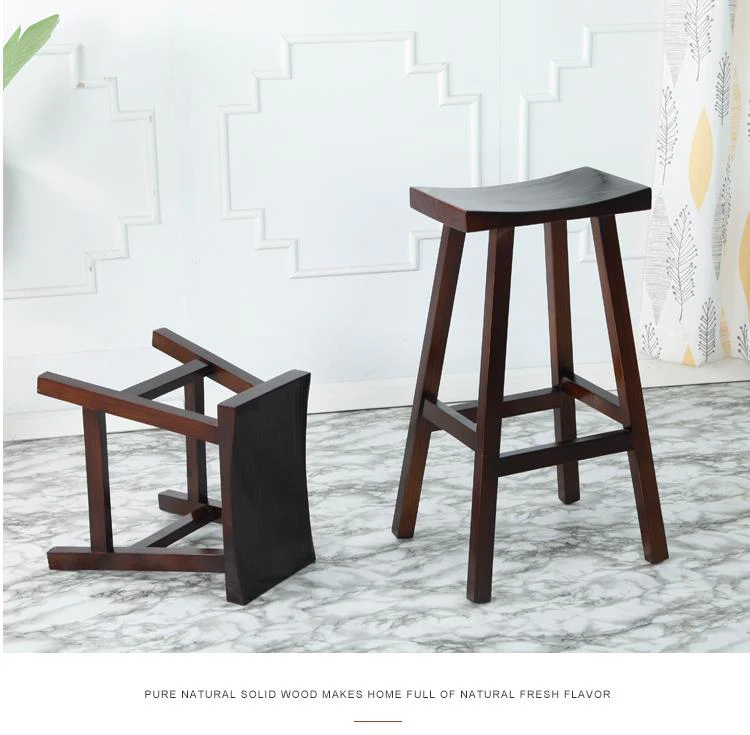 Luca High Bar Stool Solid Wood Saddle High Chair Cafe BR 067 WD - Image 11