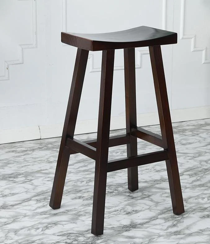 Luca High Bar Stool Solid Wood Saddle High Chair Cafe BR 067 WD - Image 2
