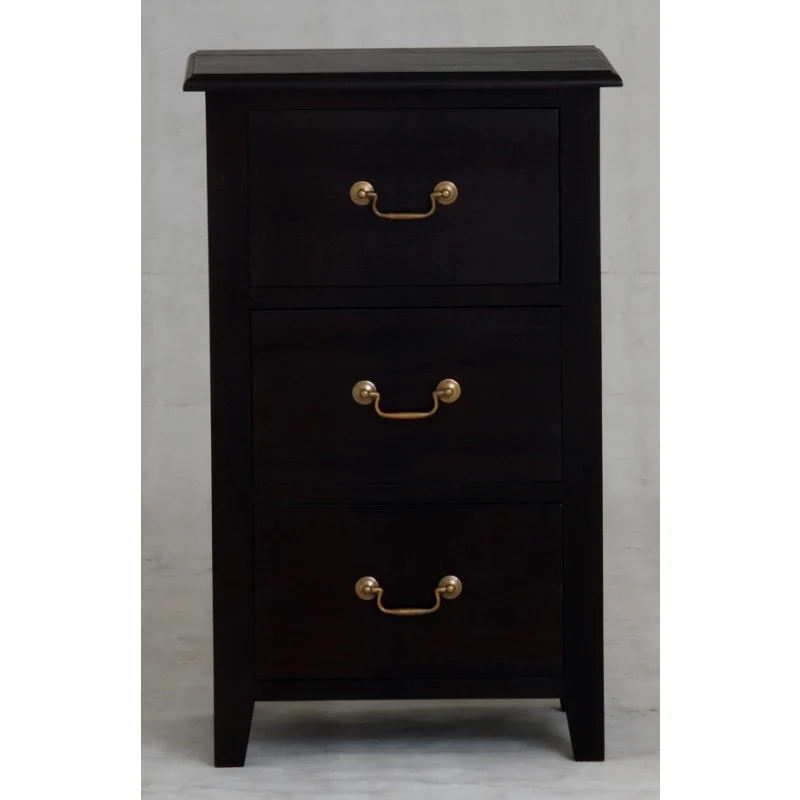 MP - 3 Drawer Lamp Table Solid Timber Wood TEK168 LT 003 PN ( Chocolate Colour  )