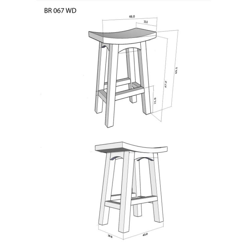 MP - Amst Solid Teak Timber 67cm Counter Bar Stool, TEK168 BR 067 WD - Image 6
