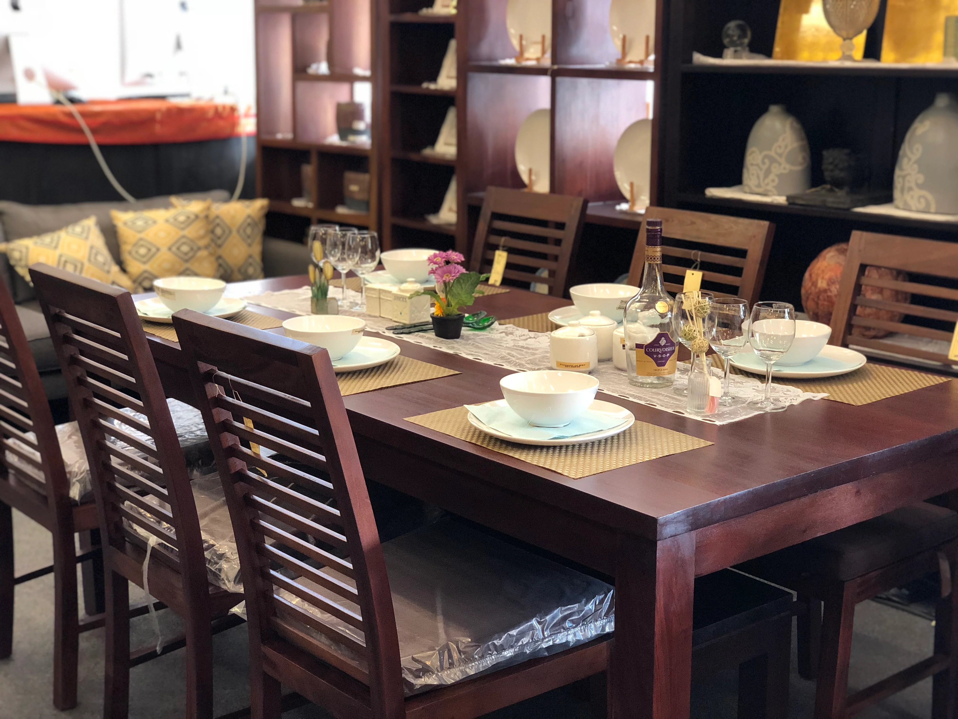 MP - Amsterdam Dining Table with 6 Chairs Special Package Set 180 x 90 x 78 cm Full Solid TEK168 DT 180 90 TA