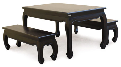 MP - Chinese Oriental Dining Table 150 cm with 2 Bench TEK168 DT 150 90 OL Set ( Picture, Colour Illustration for Reference Only )