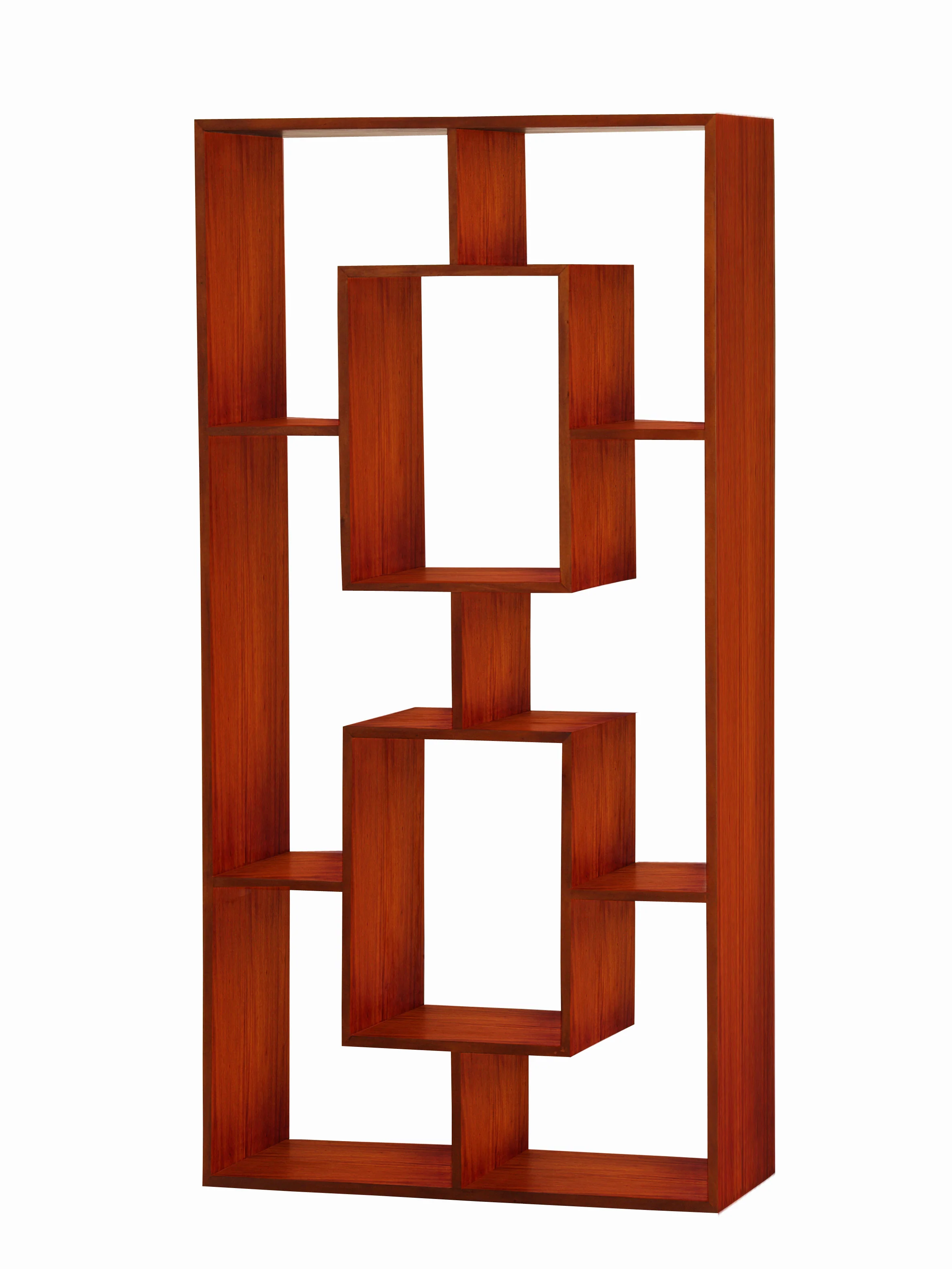 Minimalist Light Pecan Color Teak Bookcase Display -Cube-Shelf-TEK168 CU 005 RPN LP - Image 3