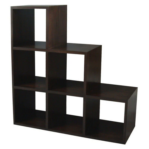 Minimalist Teak Cube Six Stairs Shelf Display Bookcase TEK168 CU 006 RPN ( Mahogany Colour )