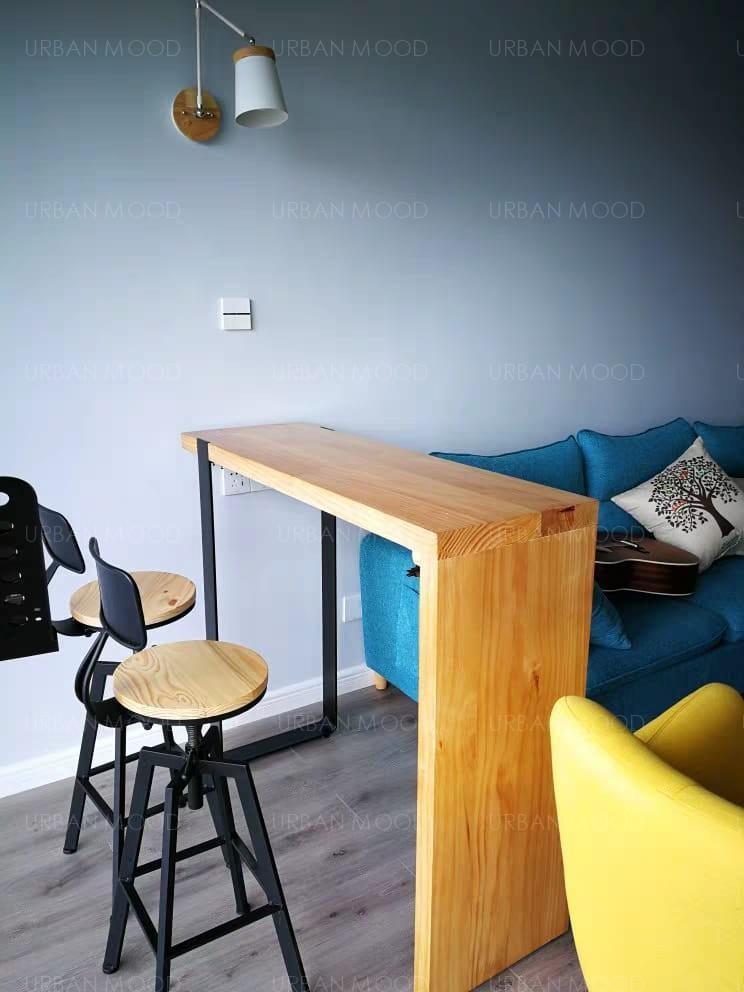 NORA Modern Industrial Solid Wood Tall Bar Table Top & Stool - Image 5