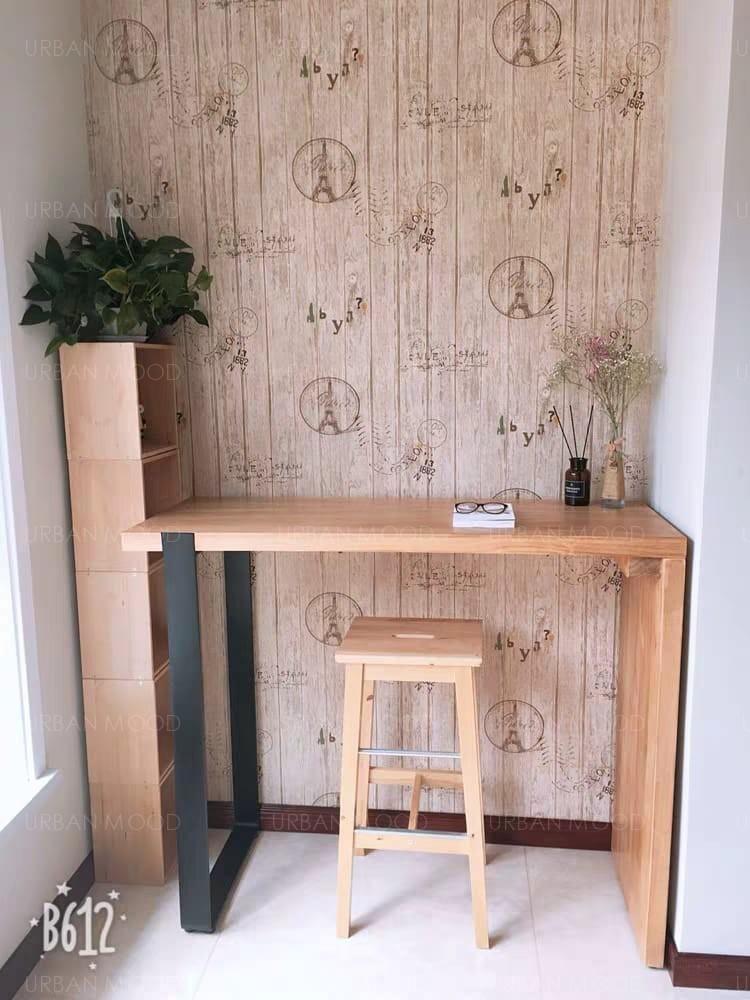 NORA Modern Industrial Solid Wood Tall Bar Table Top & Stool - Image 6