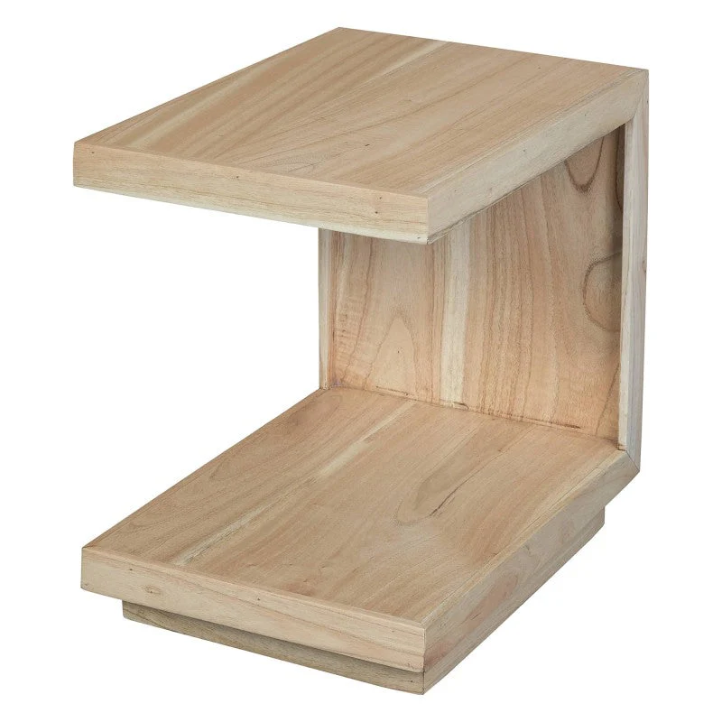 OSCAR WYNHAM Teak Timber C-shape Side Table Lamp Table, Natural LT 045 NM
