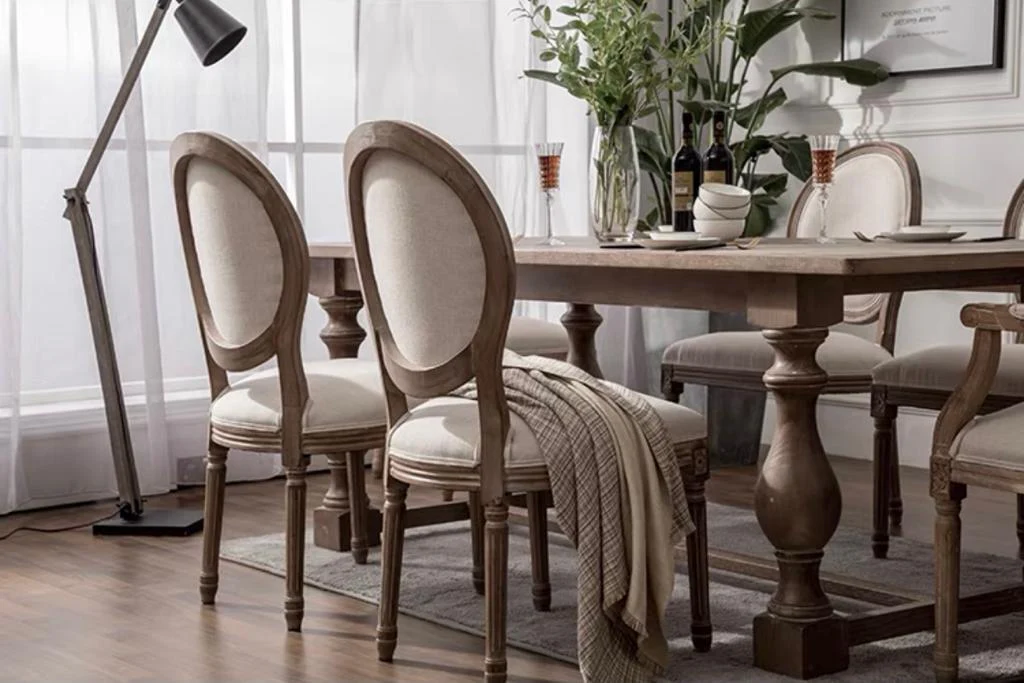 Queen Anna Premium Teak Wood Timber Round Back French Dining Chair, TEK168 CH 000 RD QA Premium ( Antique Light Pecan Colour) - Image 3
