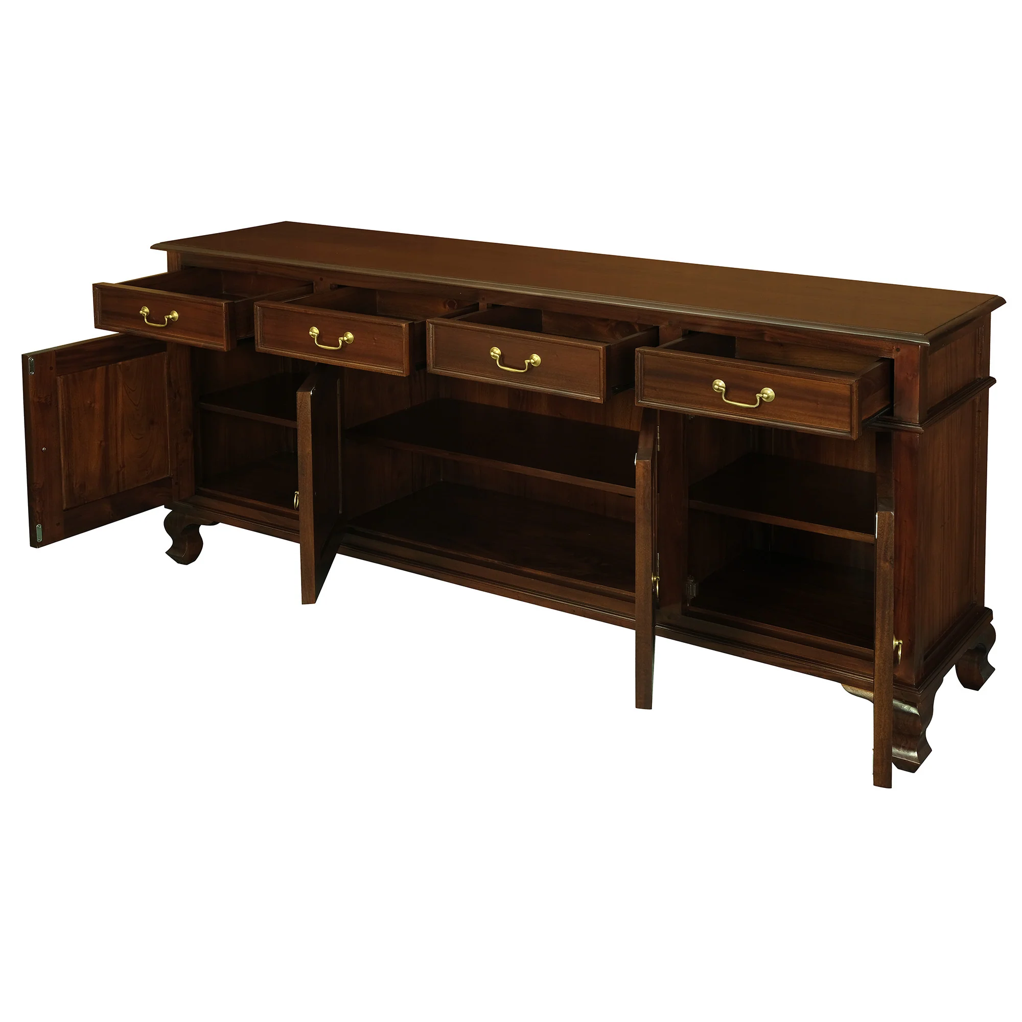 Queen Anna Solid Teak Wood Timber 4 Door 4 Drawer 200cm French Buffet Sideboard Table - White TEK168 SB 404 QA ( Picture for Reference Only ) - Image 13