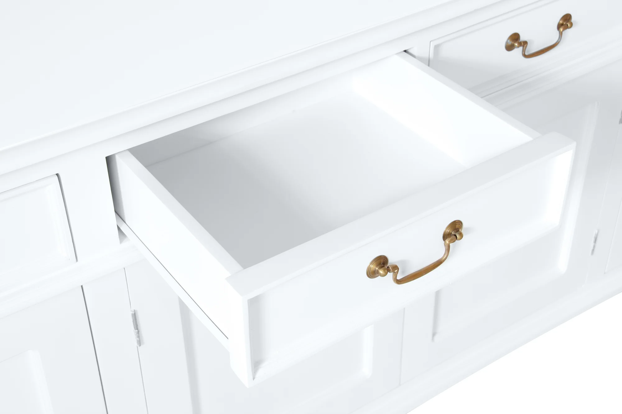 Queen Anna Solid Teak Wood Timber 4 Door 4 Drawer 200cm French Buffet Sideboard Table - TEK168 SB 404 QA WH_1 ( White Colour ) - Image 6