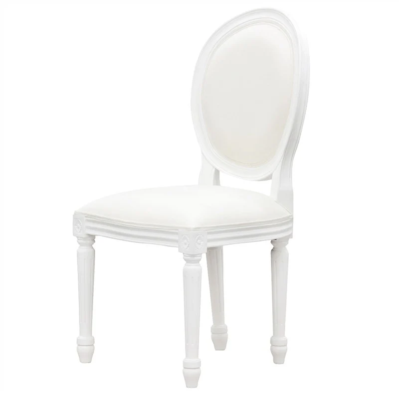 Queen Anna Teak Wood Timber Round Back French Dining Chair, TEK168 CH 000 RD QA-WH ( White Colour ) - Image 2