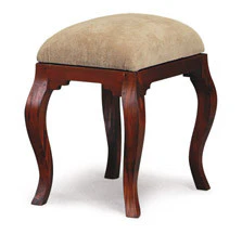 Queen AnnMary French Stool with attached cushion TEK168 CH 001 QA ( Picture Illustration for Reference Only ) ( with Cream White Fabric  ) ( White Colour ) - Image 3