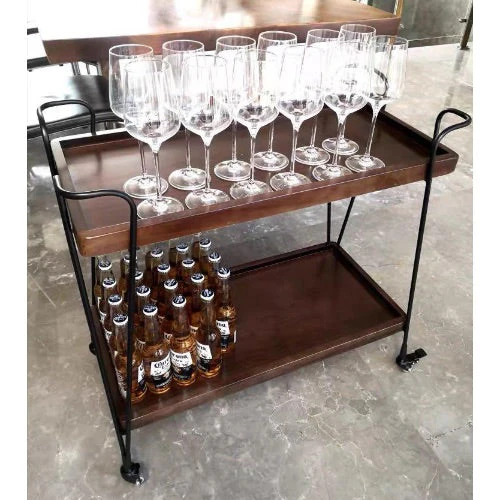 RAELYNN Solid Wooden Bar Trolley Stand - Image 3