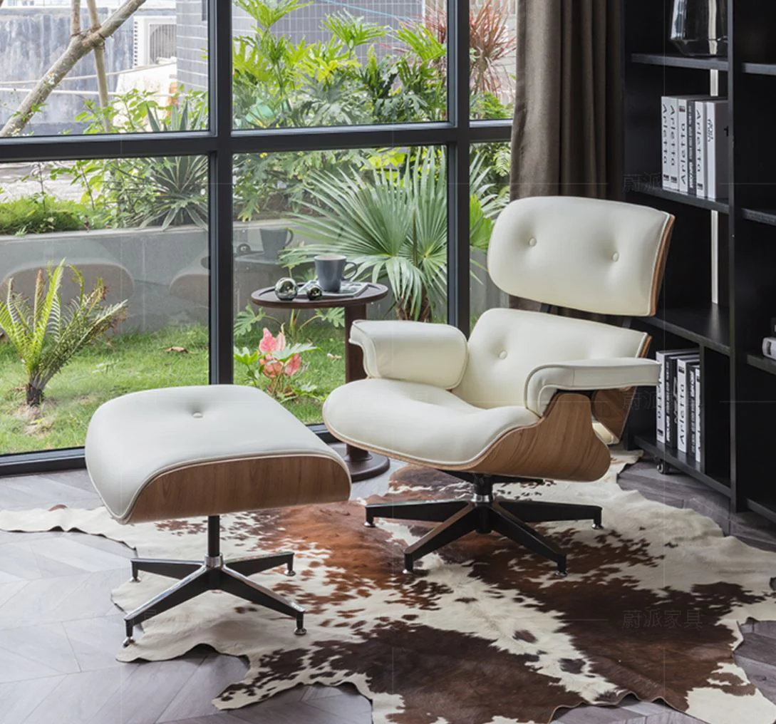 RILEY Modern Leather Armchair with Ottoman - Image 2